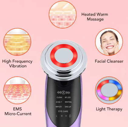 7-in-1 LED Light Therapy Face & Eye Massager – Advanced Skincare for a Radiant Glow + Plus FREE Facial Repair Serum a $20 Value - Naved Products