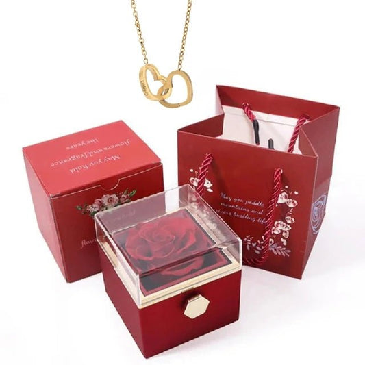 Eternal Rose & Heart Necklace Gift - Naved Products