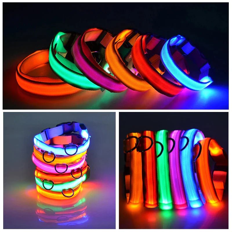 LED Adjustable Waterproof Dog Collar With Blinking and Flashing Lights. - Naved Products