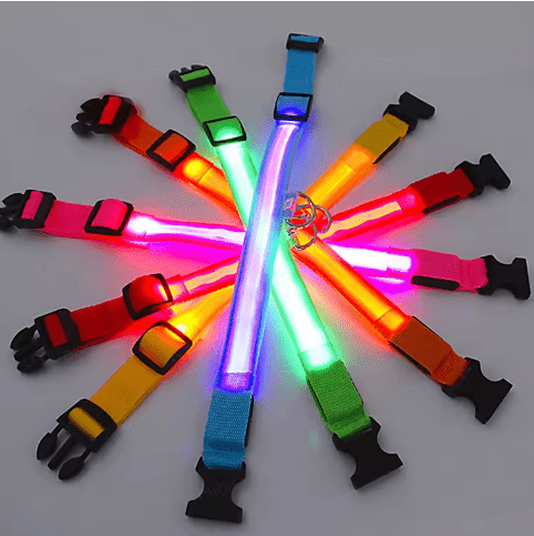 LED Adjustable Waterproof Dog Collar With Blinking and Flashing Lights. - Naved Products