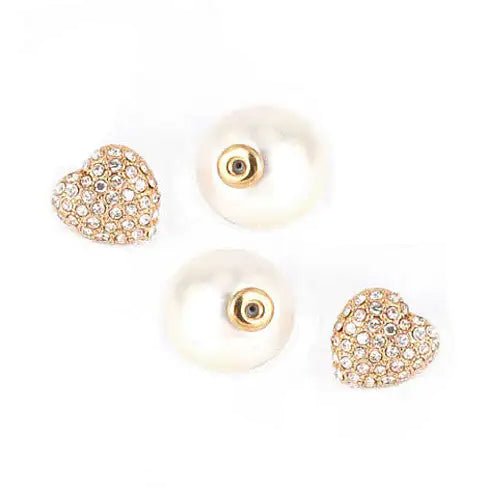 Love Nest Hearts And Pearls Swarovski Crystal Earrings - Naved Products