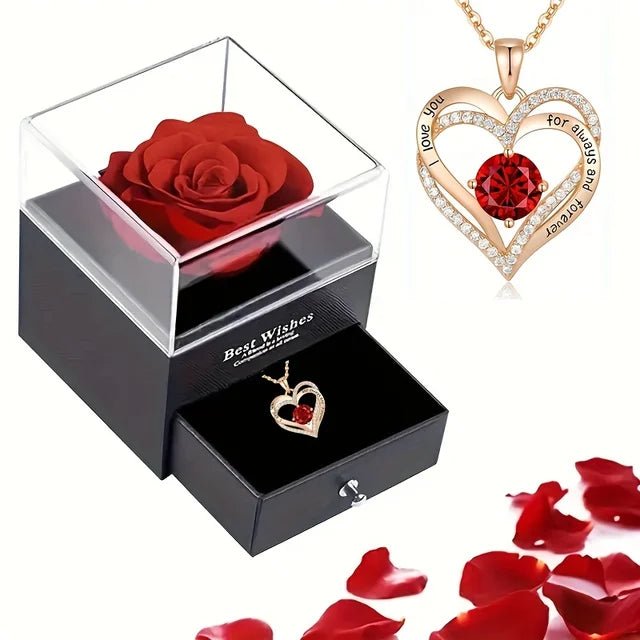 Necklace With Rose Flower Gift Box, Perfect for Valentine's Day! - Naved Products