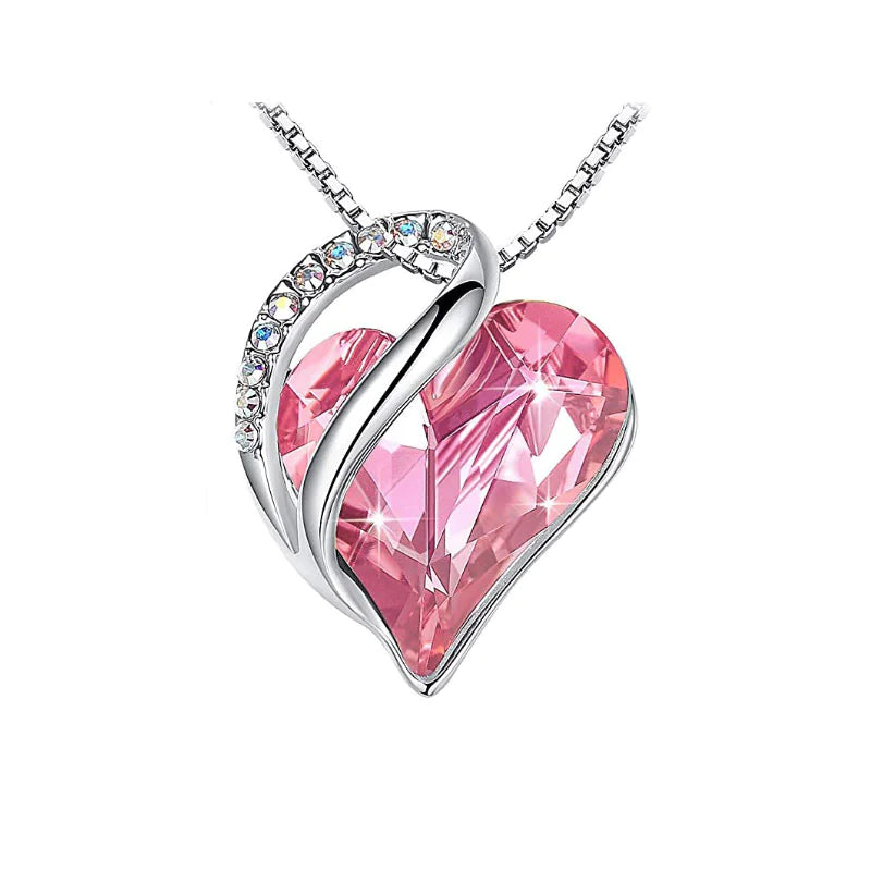 Crystal Heart Heart-Shaped Pendant Necklace - Naved Products