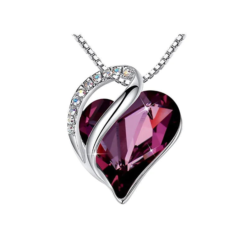Crystal Heart Heart-Shaped Pendant Necklace - Naved Products