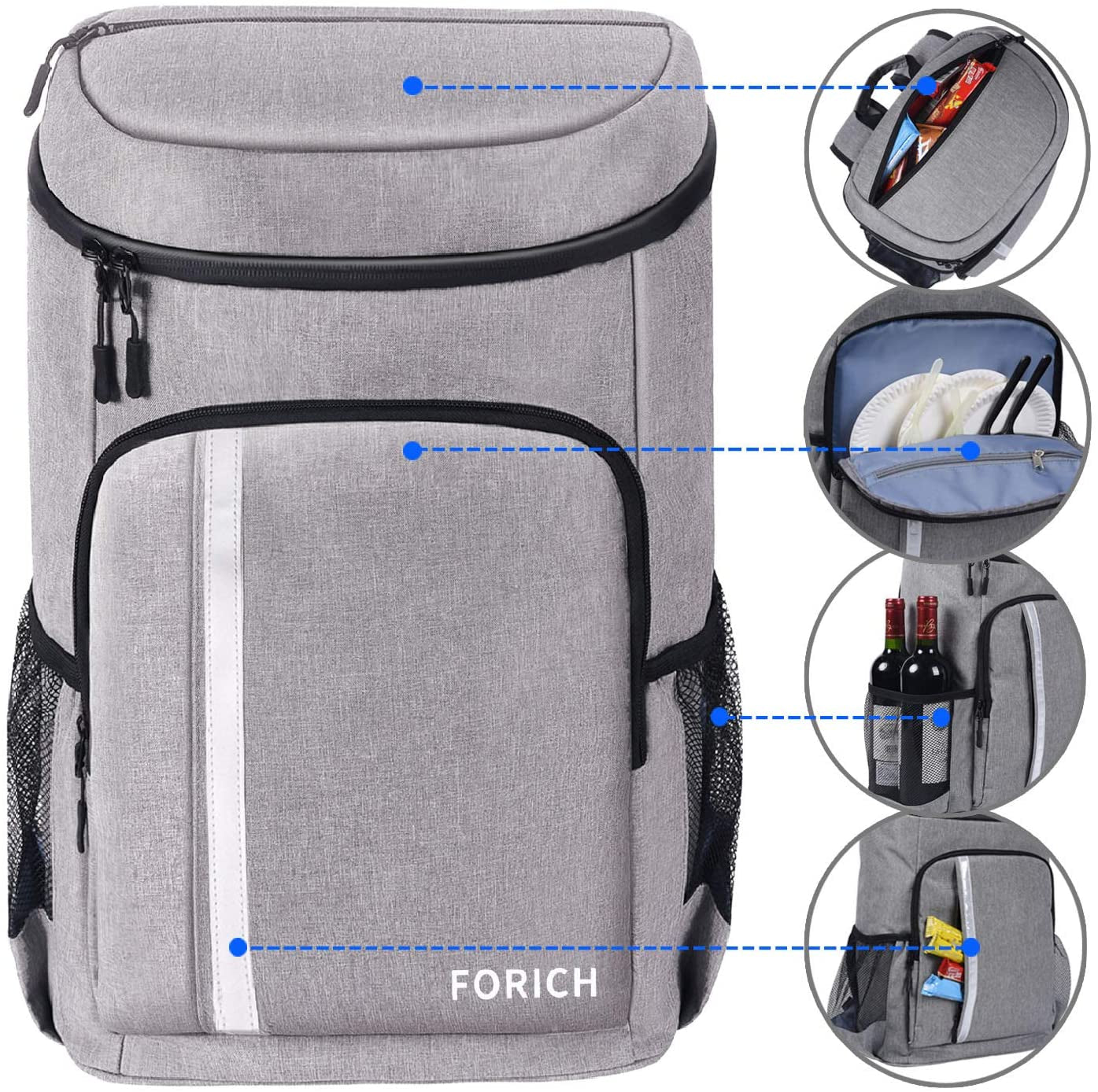 Backpack Cooler Leakproof Insulated Waterproof Backpack Cooler Bag, Lightweight Soft Beach Cooler Backpack for Men Women to Work Lunch Picnics Camping Hiking, 30 Cans - Naved Products