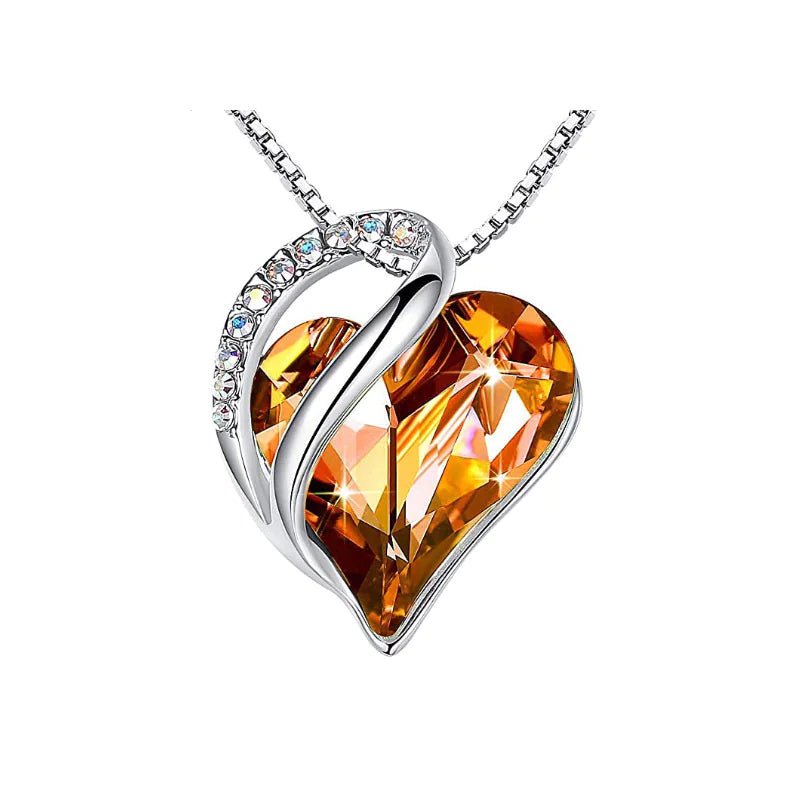 Crystal Heart Heart-Shaped Pendant Necklace - Naved Products