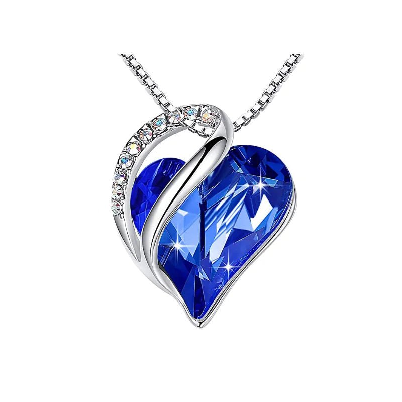 Crystal Heart Heart-Shaped Pendant Necklace - Naved Products