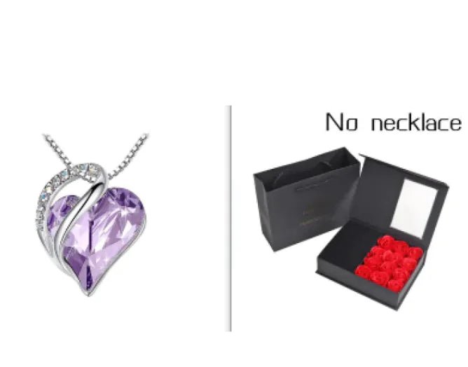 Crystal Heart Heart-Shaped Pendant Necklace - Naved Products