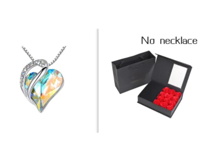 Crystal Heart Heart-Shaped Pendant Necklace - Naved Products