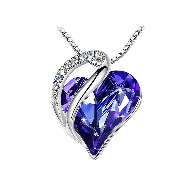 Crystal Heart Heart-Shaped Pendant Necklace - Naved Products