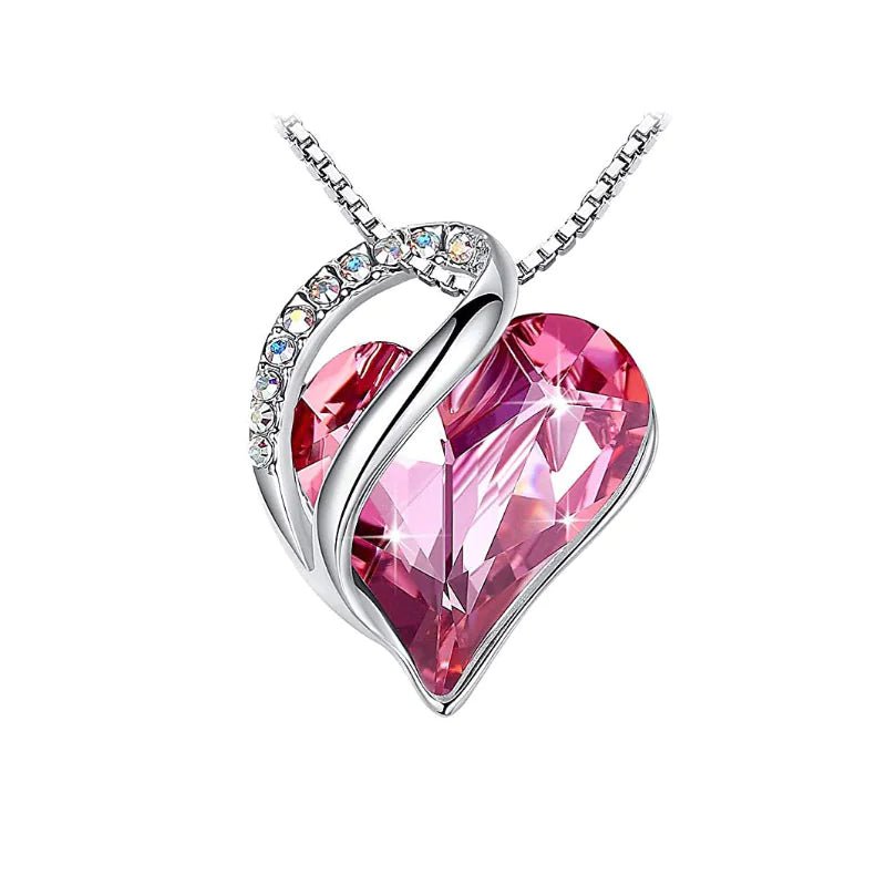 Crystal Heart Heart-Shaped Pendant Necklace - Naved Products