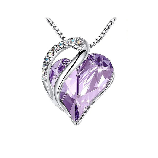 Crystal Heart Heart-Shaped Pendant Necklace - Naved Products