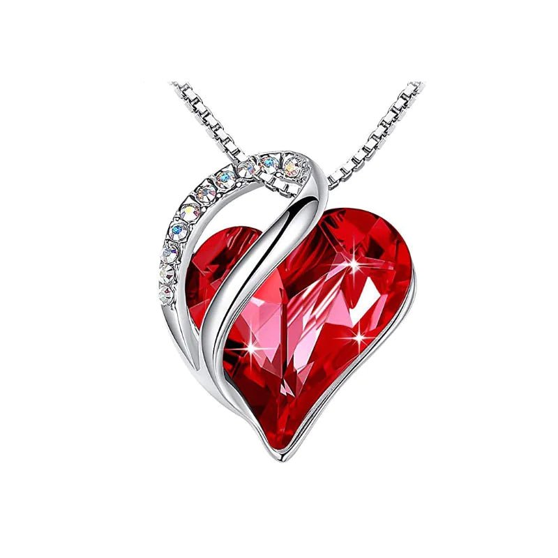 Crystal Heart Heart-Shaped Pendant Necklace - Naved Products