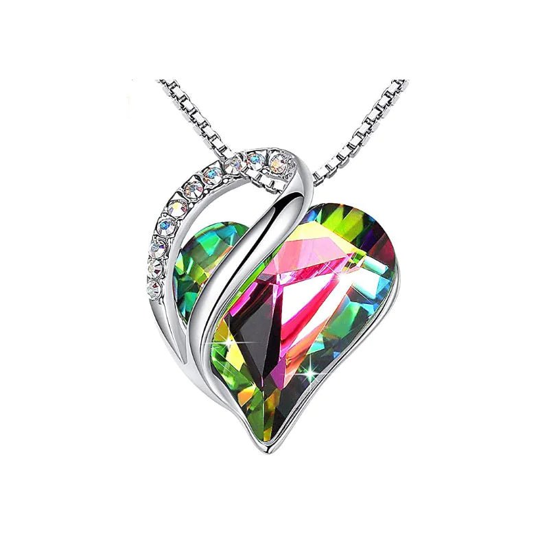 Crystal Heart Heart-Shaped Pendant Necklace - Naved Products