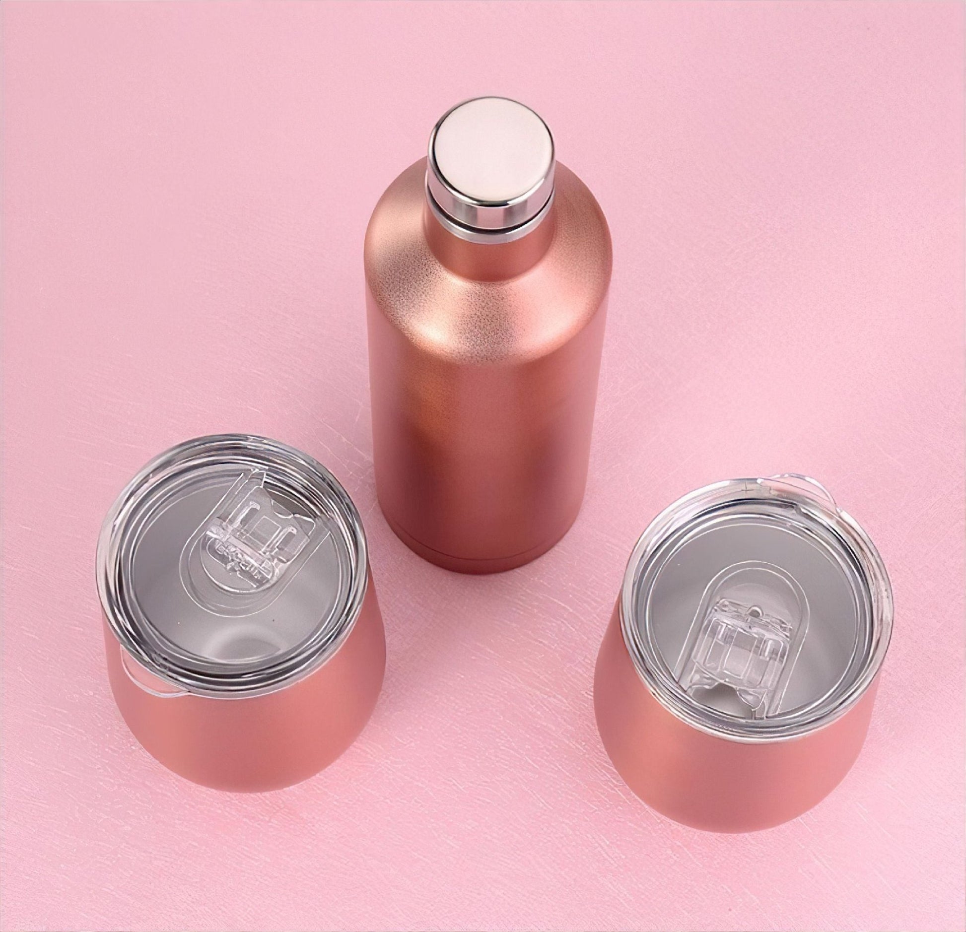 Deluxe Rose Gold 750ML Insulated Bottle with 2 Double Walled 12 oz Tumblers – Stylish and Durable - Naved Products
