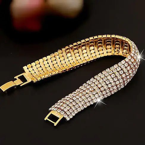 Glamour Girl Crystal Bangle Cuff Bracelet - Naved Products