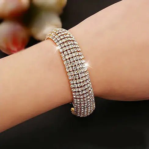 Glamour Girl Crystal Bangle Cuff Bracelet - Naved Products