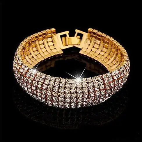 Glamour Girl Crystal Bangle Cuff Bracelet - Naved Products