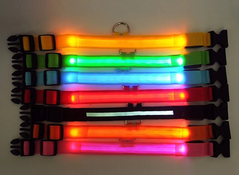 LED Adjustable Waterproof Dog Collar With Blinking and Flashing Lights. - Naved Products