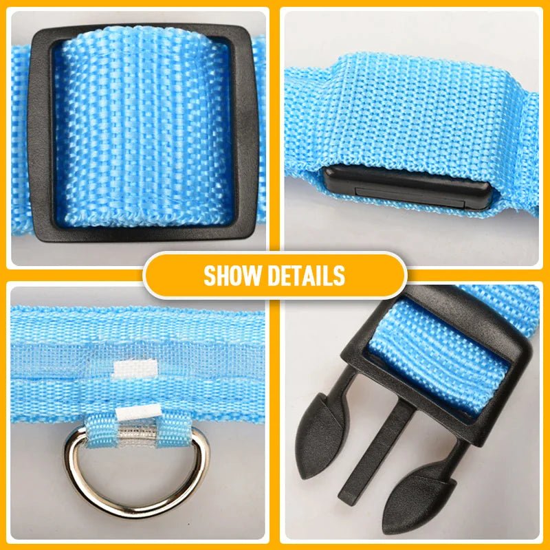 LED Adjustable Waterproof Dog Collar With Blinking and Flashing Lights. - Naved Products