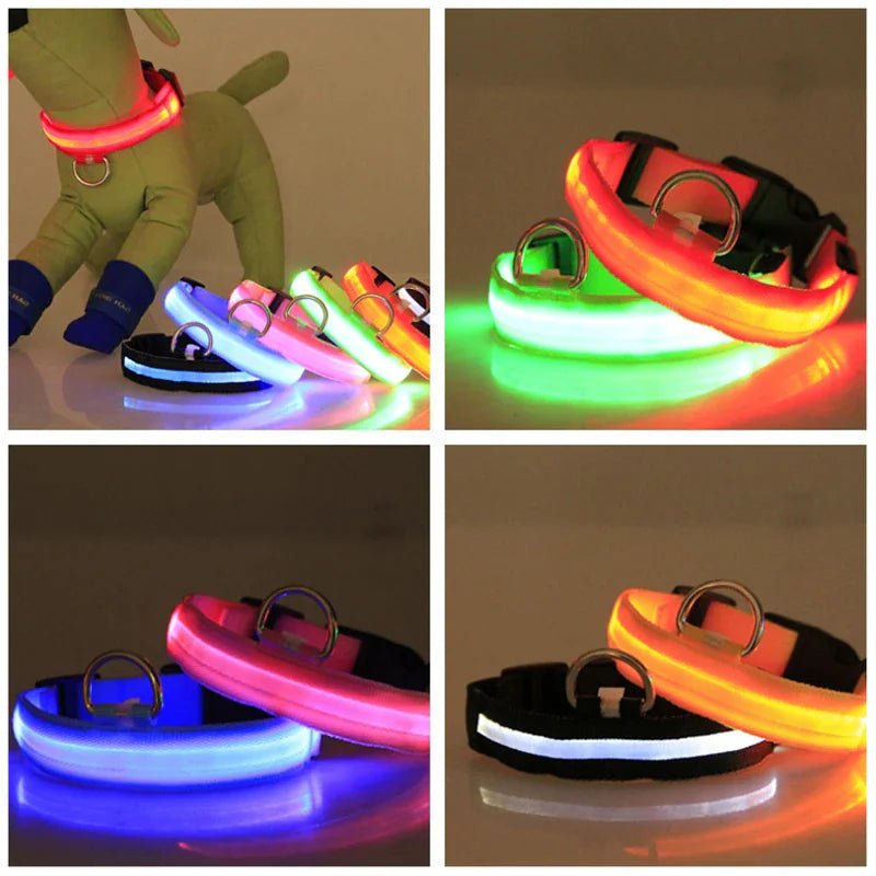 LED Adjustable Waterproof Dog Collar With Blinking and Flashing Lights. - Naved Products