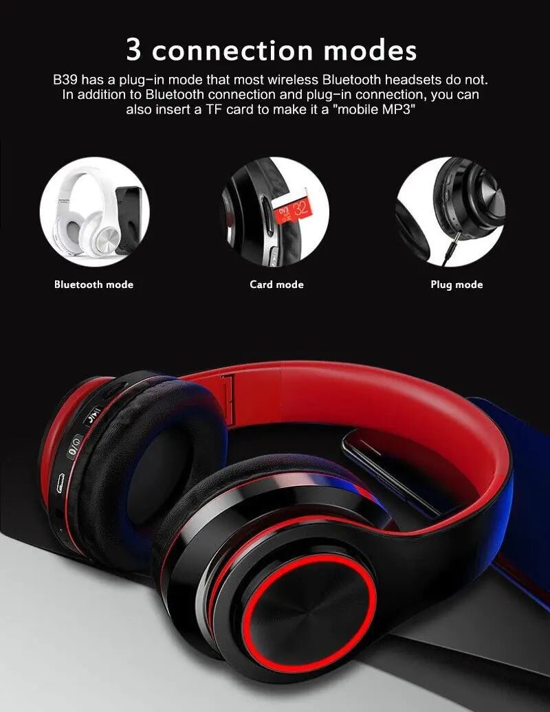 Super Bass Wireless Foldable Bluetooth Headphones With Mic - Naved Products