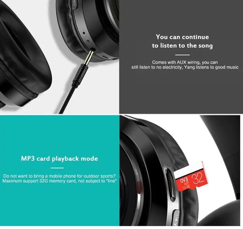 Super Bass Wireless Foldable Bluetooth Headphones With Mic - Naved Products