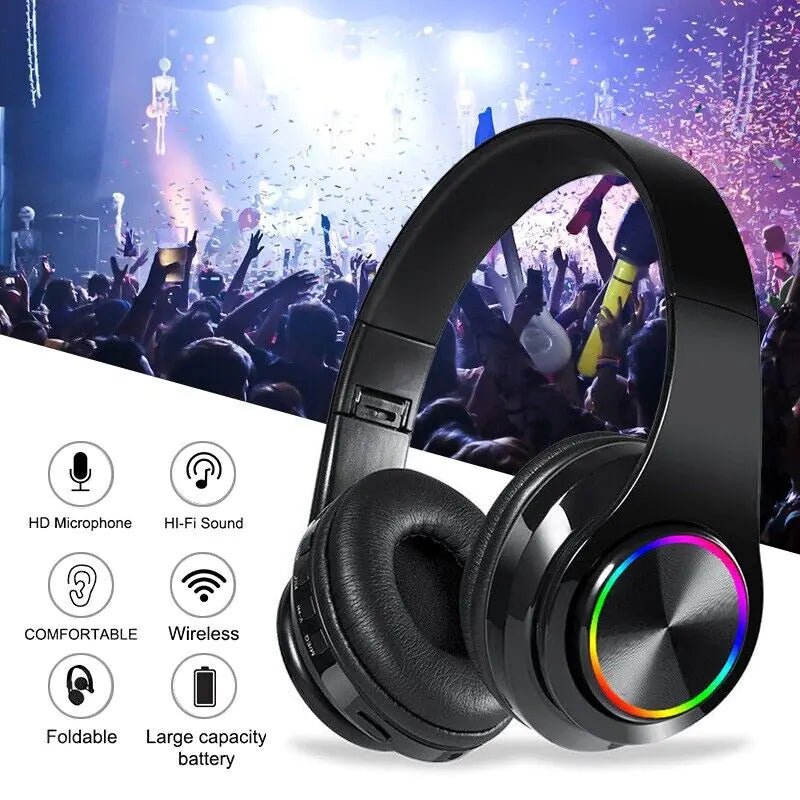 Super Bass Wireless Foldable Bluetooth Headphones With Mic - Naved Products
