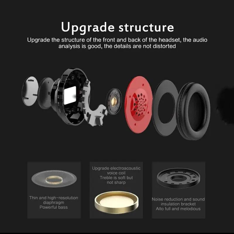 Super Bass Wireless Foldable Bluetooth Headphones With Mic - Naved Products