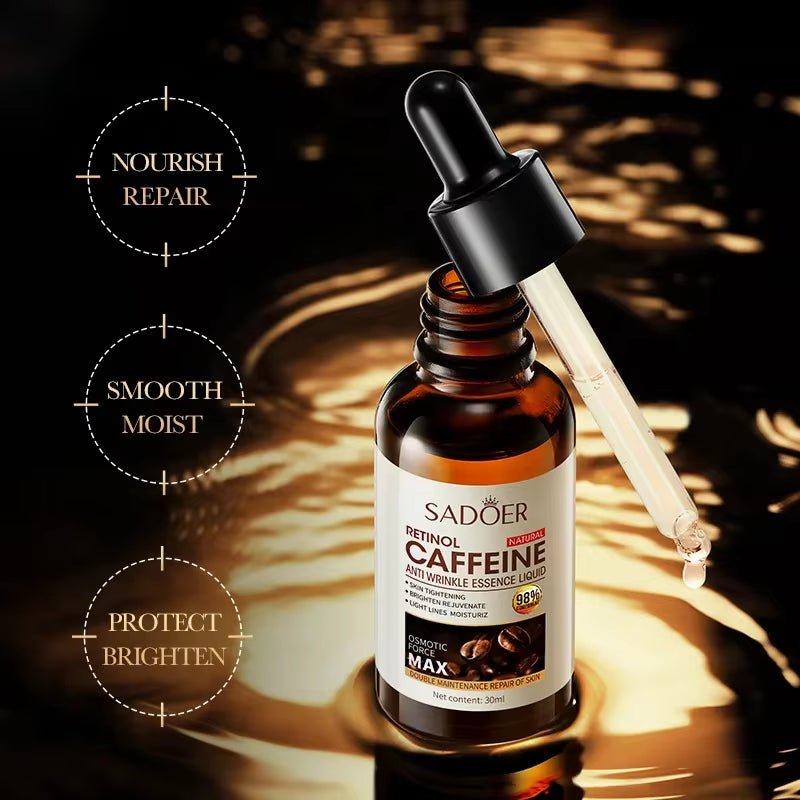 ✨ The Ultimate Korean Caffeine Anti - Wrinkle Essence Liquid to Hydrate, Brighten, & Bring Back Radiant Skin! ✨ - Naved ProductsCaffeine Retinol Face Serum Shrink Pores Repair Dry Peeling Moisturizing Hydrating Eye Serum Brighten Facial Skin Care